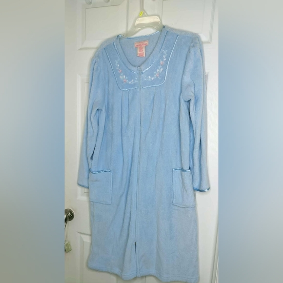 Light Blue Embroidered Long Robe - Picture 2 of 4